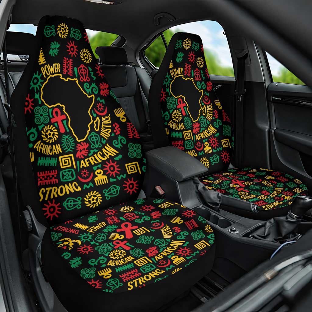 African Map Symbol Car Seat Cover with Red Yellow Green Tribal Symbols and Empowering Pattern - Wonder Print Shop
