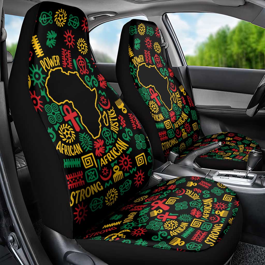 African Map Symbol Car Seat Cover with Red Yellow Green Tribal Symbols and Empowering Pattern - Wonder Print Shop