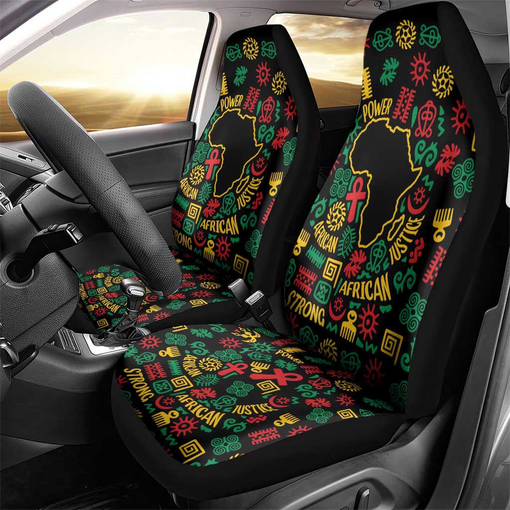 African Map Symbol Car Seat Cover with Red Yellow Green Tribal Symbols and Empowering Pattern - Wonder Print Shop