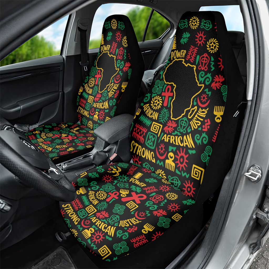 African Map Symbol Car Seat Cover with Red Yellow Green Tribal Symbols and Empowering Pattern - Wonder Print Shop