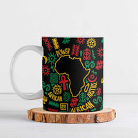 African Map Symbol Ceramic Mug with Red Yellow Green Tribal Symbols and Empowering Pattern - Wonder Print Shop