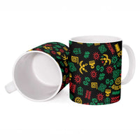 African Map Symbol Ceramic Mug with Red Yellow Green Tribal Symbols and Empowering Pattern - Wonder Print Shop