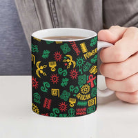 African Map Symbol Ceramic Mug with Red Yellow Green Tribal Symbols and Empowering Pattern - Wonder Print Shop