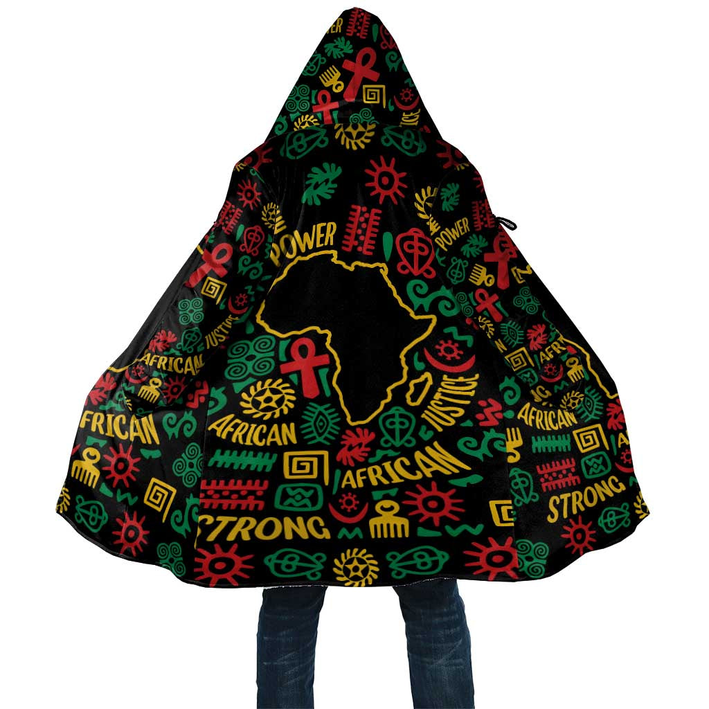 African Map Symbol Cloak with Red Yellow Green Tribal Symbols and Empowering Pattern - Wonder Print Shop