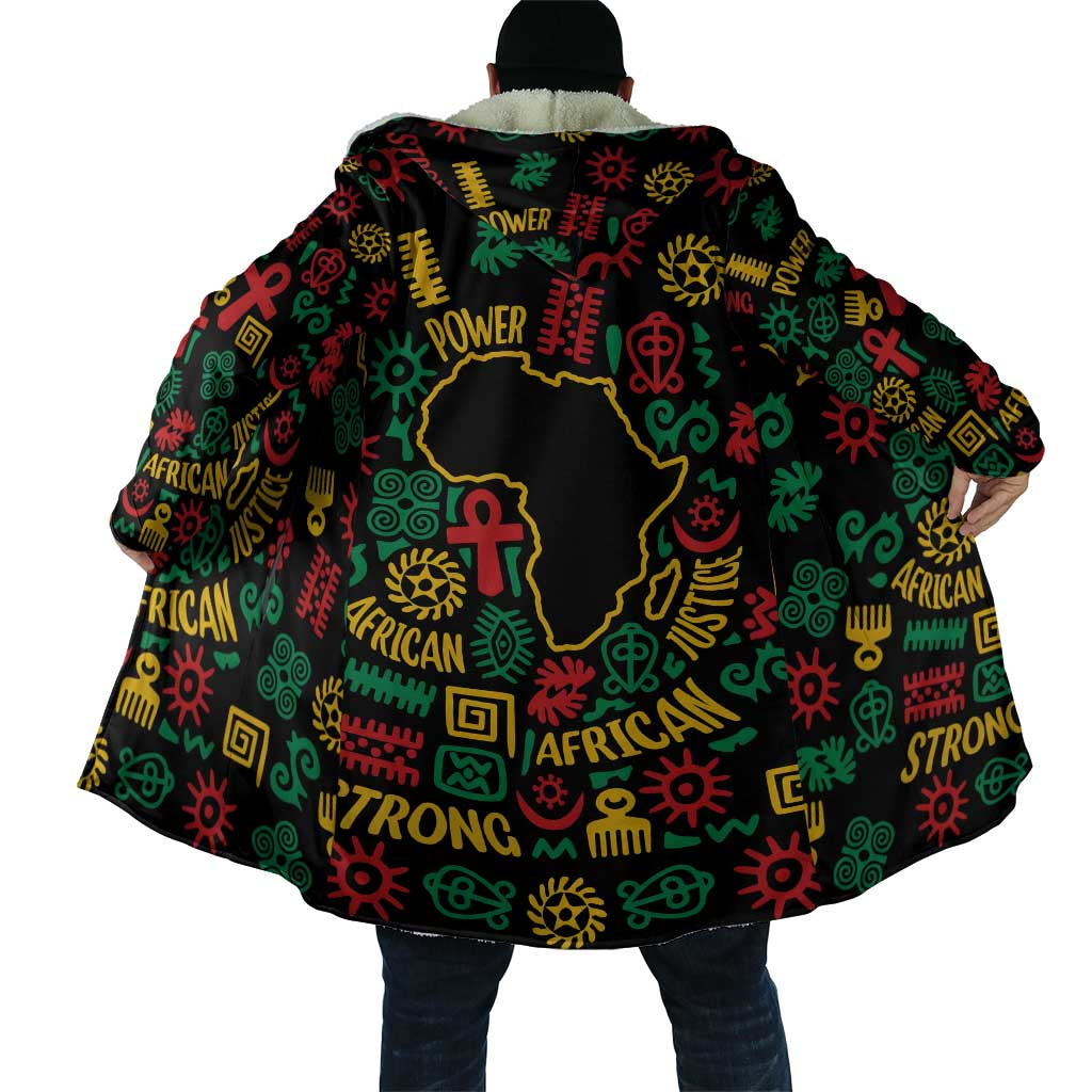 African Map Symbol Cloak with Red Yellow Green Tribal Symbols and Empowering Pattern - Wonder Print Shop