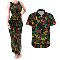 African Map Symbol Couples Matching Tank Maxi Dress and Hawaiian Shirt with Red Yellow Green Tribal Symbols and Empowering Pattern - Wonder Print Shop