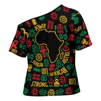 African Map Symbol Cross Shoulder Shirt with Red Yellow Green Tribal Symbols and Empowering Pattern - Wonder Print Shop