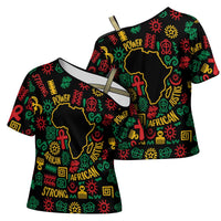 African Map Symbol Cross Shoulder Shirt with Red Yellow Green Tribal Symbols and Empowering Pattern - Wonder Print Shop