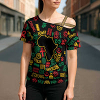 African Map Symbol Cross Shoulder Shirt with Red Yellow Green Tribal Symbols and Empowering Pattern - Wonder Print Shop