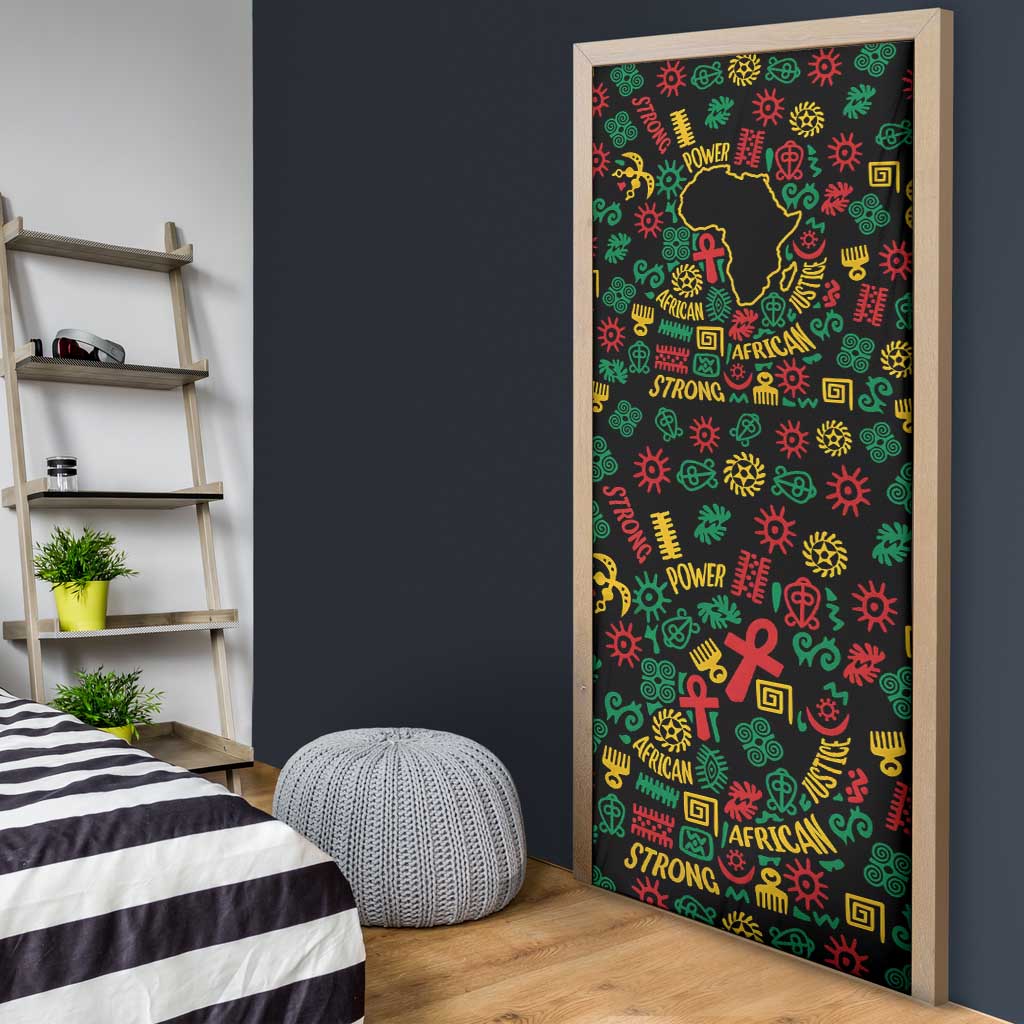 African Map Symbol Door Cover with Red Yellow Green Tribal Symbols and Empowering Pattern - Wonder Print Shop