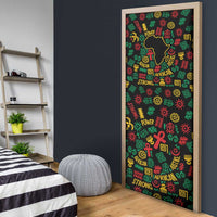 African Map Symbol Door Cover with Red Yellow Green Tribal Symbols and Empowering Pattern - Wonder Print Shop