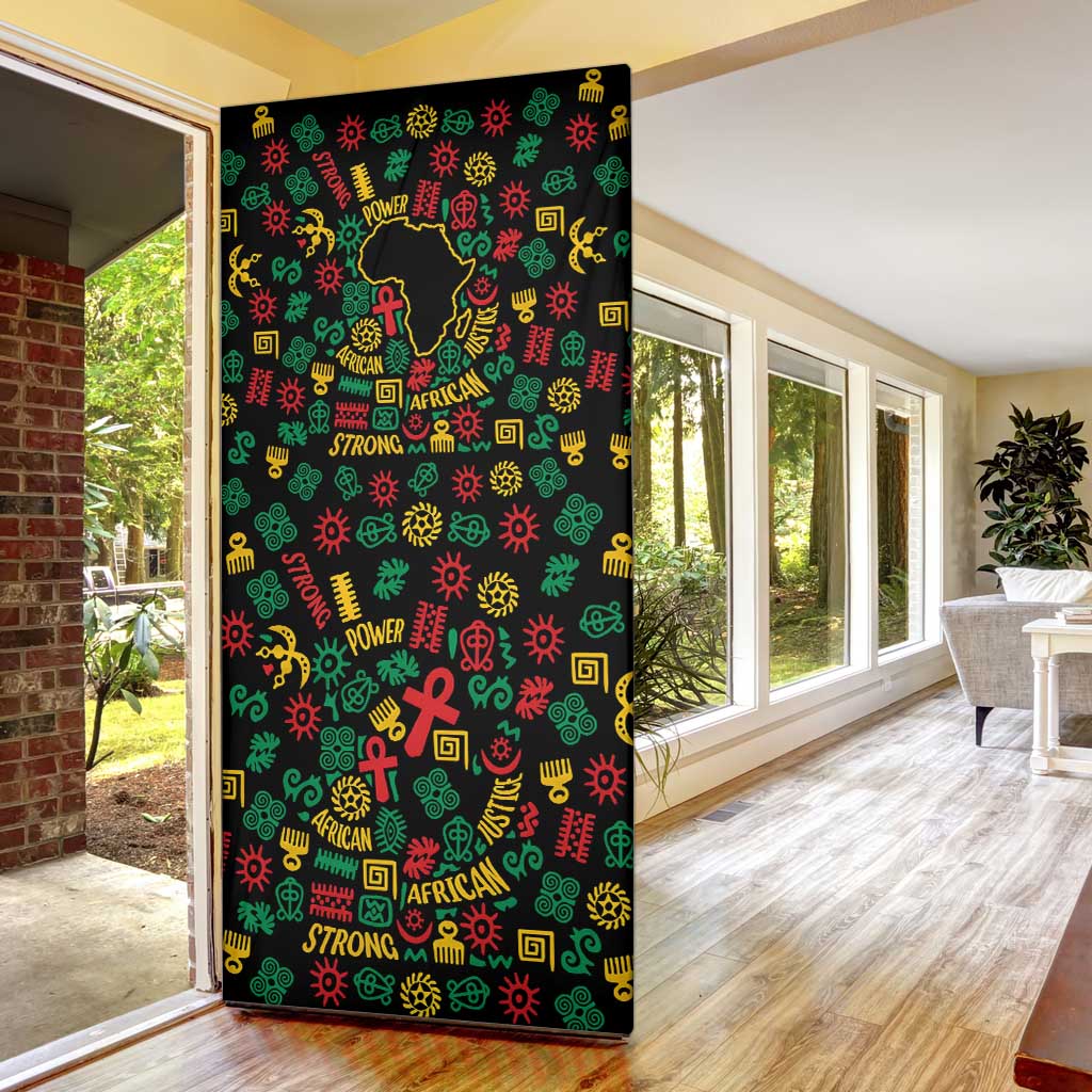 African Map Symbol Door Cover with Red Yellow Green Tribal Symbols and Empowering Pattern - Wonder Print Shop