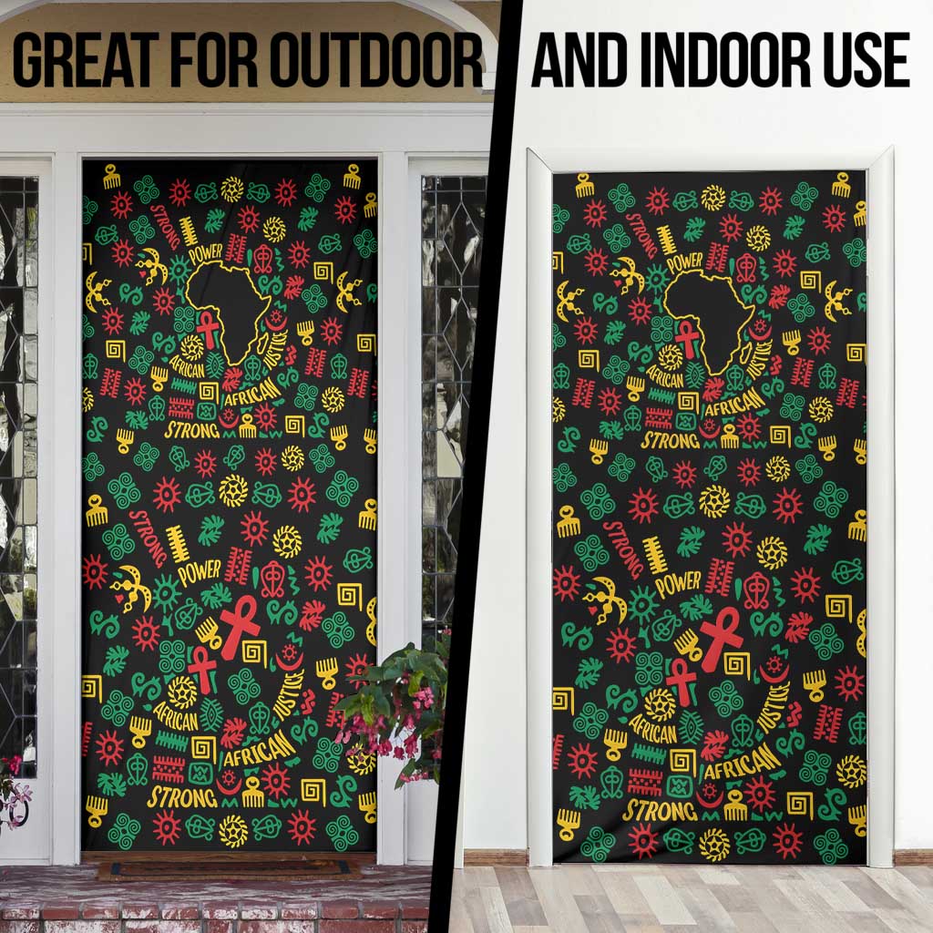 African Map Symbol Door Cover with Red Yellow Green Tribal Symbols and Empowering Pattern - Wonder Print Shop