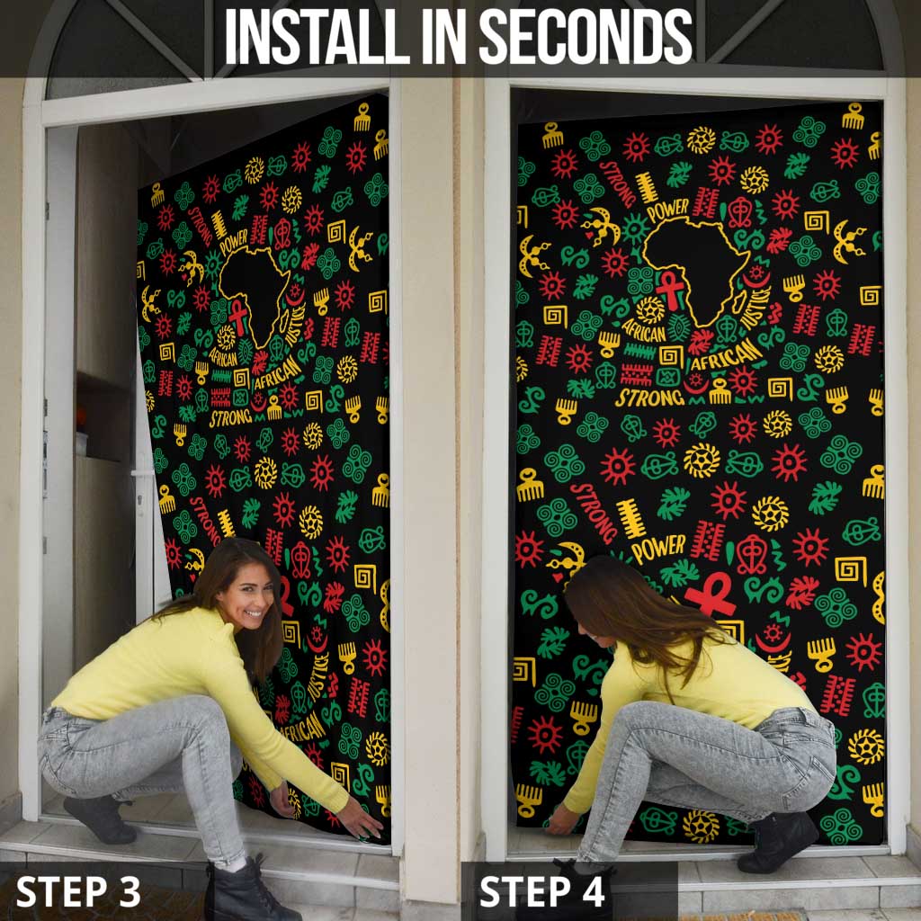 African Map Symbol Door Cover with Red Yellow Green Tribal Symbols and Empowering Pattern - Wonder Print Shop
