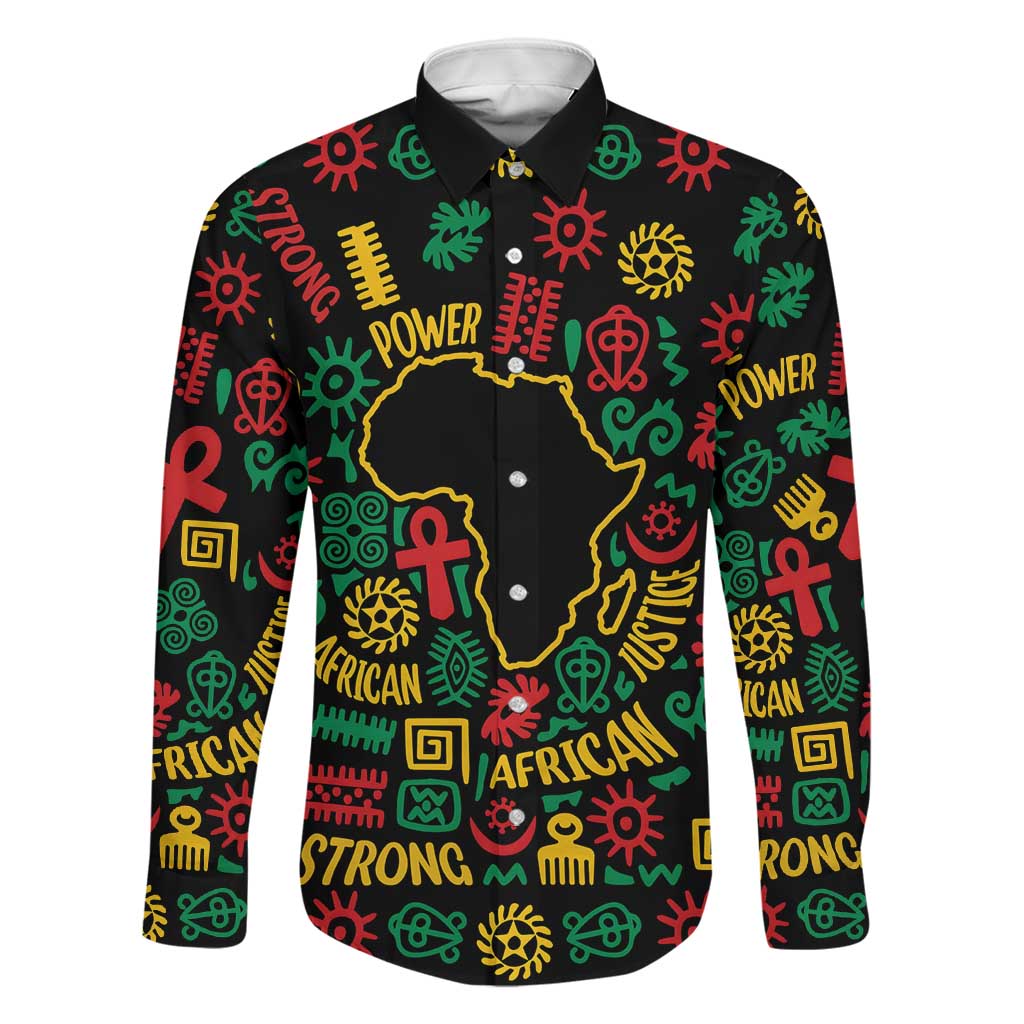 African Map Symbol Family Matching Long Sleeve Bodycon Dress and Hawaiian Shirt with Red Yellow Green Tribal Symbols and Empowering Pattern - Wonder Print Shop