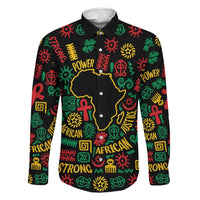 African Map Symbol Family Matching Long Sleeve Bodycon Dress and Hawaiian Shirt with Red Yellow Green Tribal Symbols and Empowering Pattern - Wonder Print Shop
