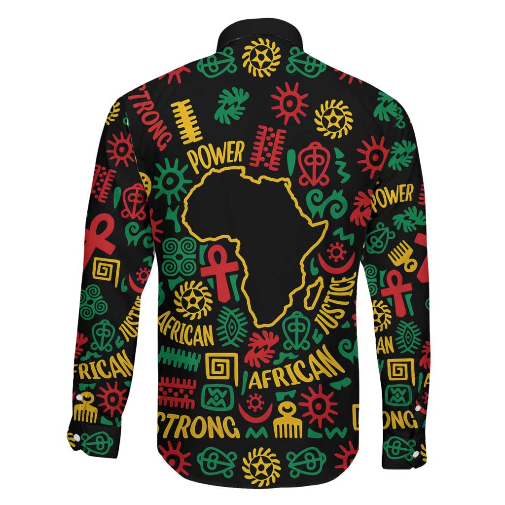 African Map Symbol Family Matching Long Sleeve Bodycon Dress and Hawaiian Shirt with Red Yellow Green Tribal Symbols and Empowering Pattern - Wonder Print Shop