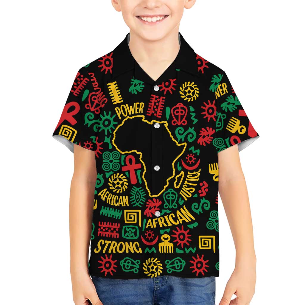 African Map Symbol Family Matching Long Sleeve Bodycon Dress and Hawaiian Shirt with Red Yellow Green Tribal Symbols and Empowering Pattern - Wonder Print Shop