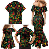 African Map Symbol Family Matching Mermaid Dress and Hawaiian Shirt with Red Yellow Green Tribal Symbols and Empowering Pattern - Wonder Print Shop