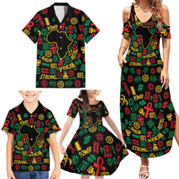 African Map Symbol Family Matching Summer Maxi Dress and Hawaiian Shirt with Red Yellow Green Tribal Symbols and Empowering Pattern - Wonder Print Shop