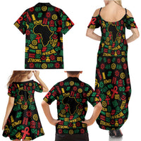 African Map Symbol Family Matching Summer Maxi Dress and Hawaiian Shirt with Red Yellow Green Tribal Symbols and Empowering Pattern - Wonder Print Shop