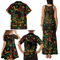 African Map Symbol Family Matching Tank Maxi Dress and Hawaiian Shirt with Red Yellow Green Tribal Symbols and Empowering Pattern - Wonder Print Shop