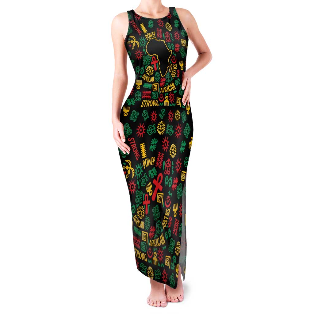 African Map Symbol Family Matching Tank Maxi Dress and Hawaiian Shirt with Red Yellow Green Tribal Symbols and Empowering Pattern - Wonder Print Shop