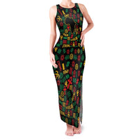 African Map Symbol Family Matching Tank Maxi Dress and Hawaiian Shirt with Red Yellow Green Tribal Symbols and Empowering Pattern - Wonder Print Shop