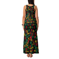 African Map Symbol Family Matching Tank Maxi Dress and Hawaiian Shirt with Red Yellow Green Tribal Symbols and Empowering Pattern - Wonder Print Shop