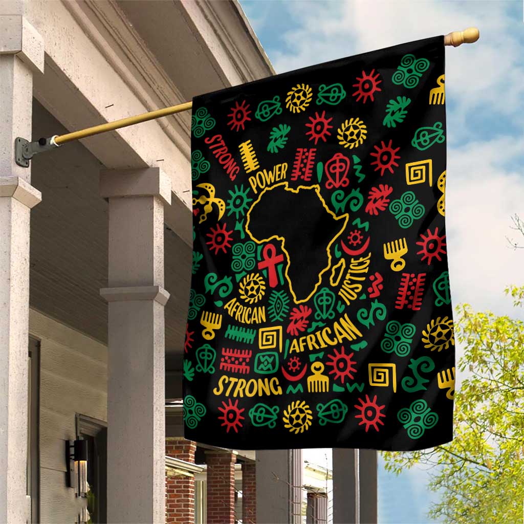 African Map Symbol Garden Flag with Red Yellow Green Tribal Symbols and Empowering Pattern - Wonder Print Shop