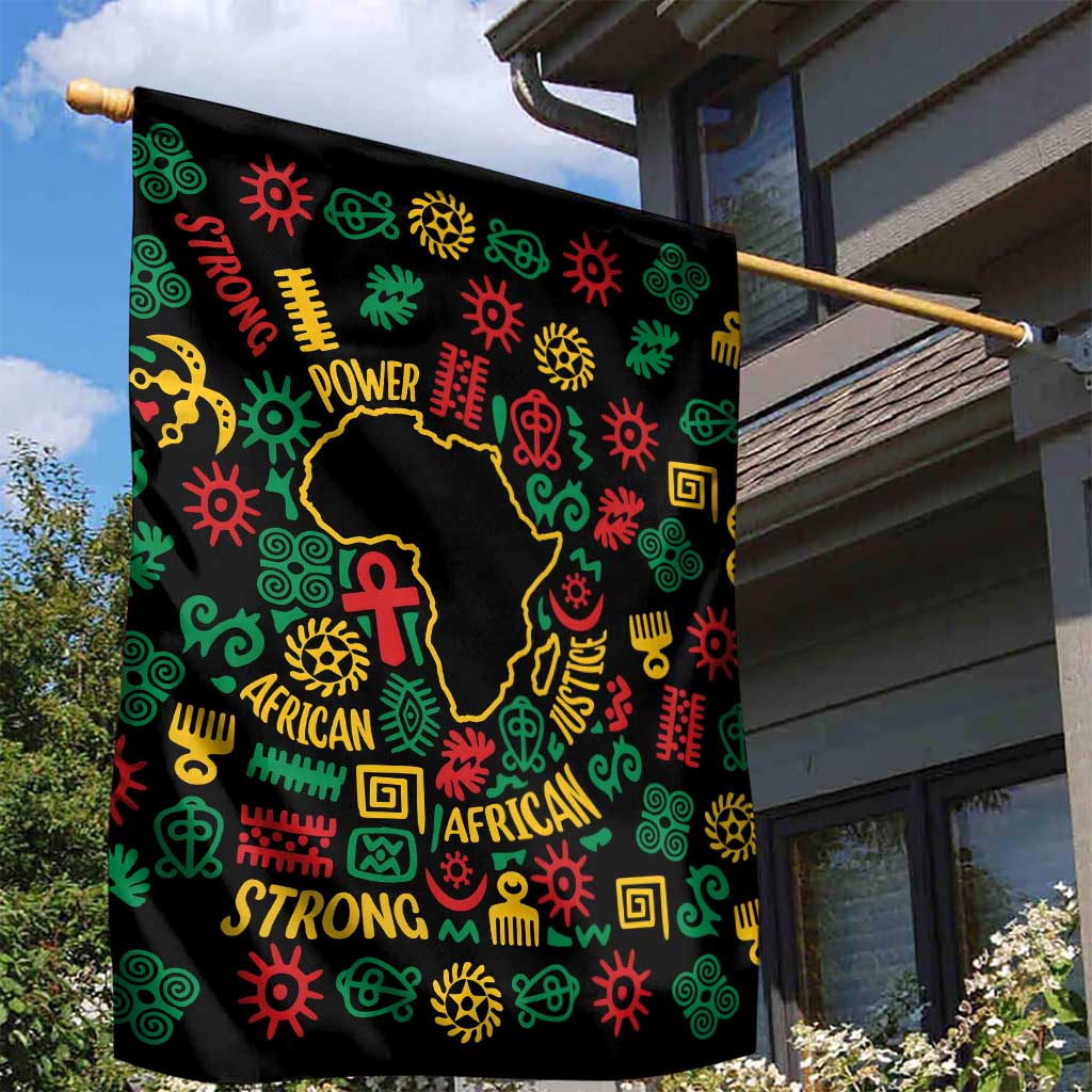 African Map Symbol Garden Flag with Red Yellow Green Tribal Symbols and Empowering Pattern - Wonder Print Shop