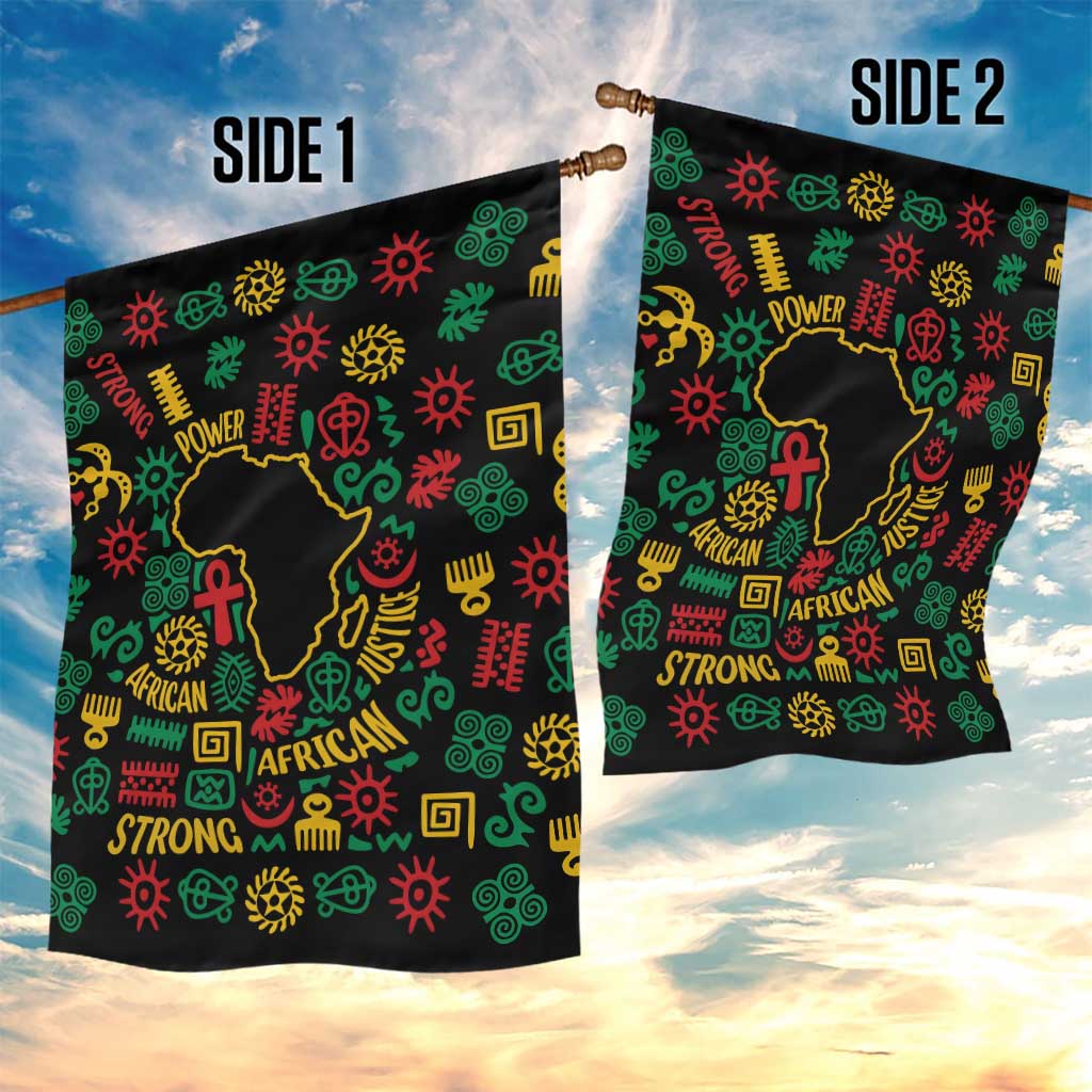 African Map Symbol Garden Flag with Red Yellow Green Tribal Symbols and Empowering Pattern - Wonder Print Shop