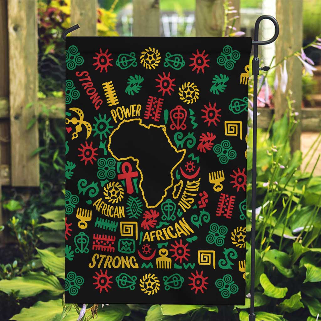 African Map Symbol Garden Flag with Red Yellow Green Tribal Symbols and Empowering Pattern - Wonder Print Shop
