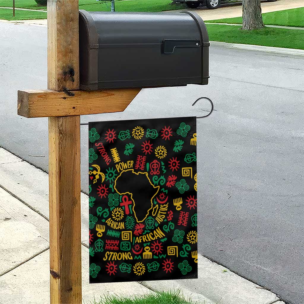 African Map Symbol Garden Flag with Red Yellow Green Tribal Symbols and Empowering Pattern - Wonder Print Shop
