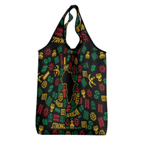 African Map Symbol Grocery Bag with Red Yellow Green Tribal Symbols and Empowering Pattern - Wonder Print Shop