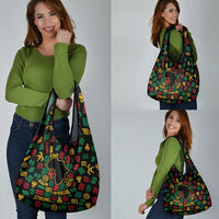African Map Symbol Grocery Bag with Red Yellow Green Tribal Symbols and Empowering Pattern - Wonder Print Shop