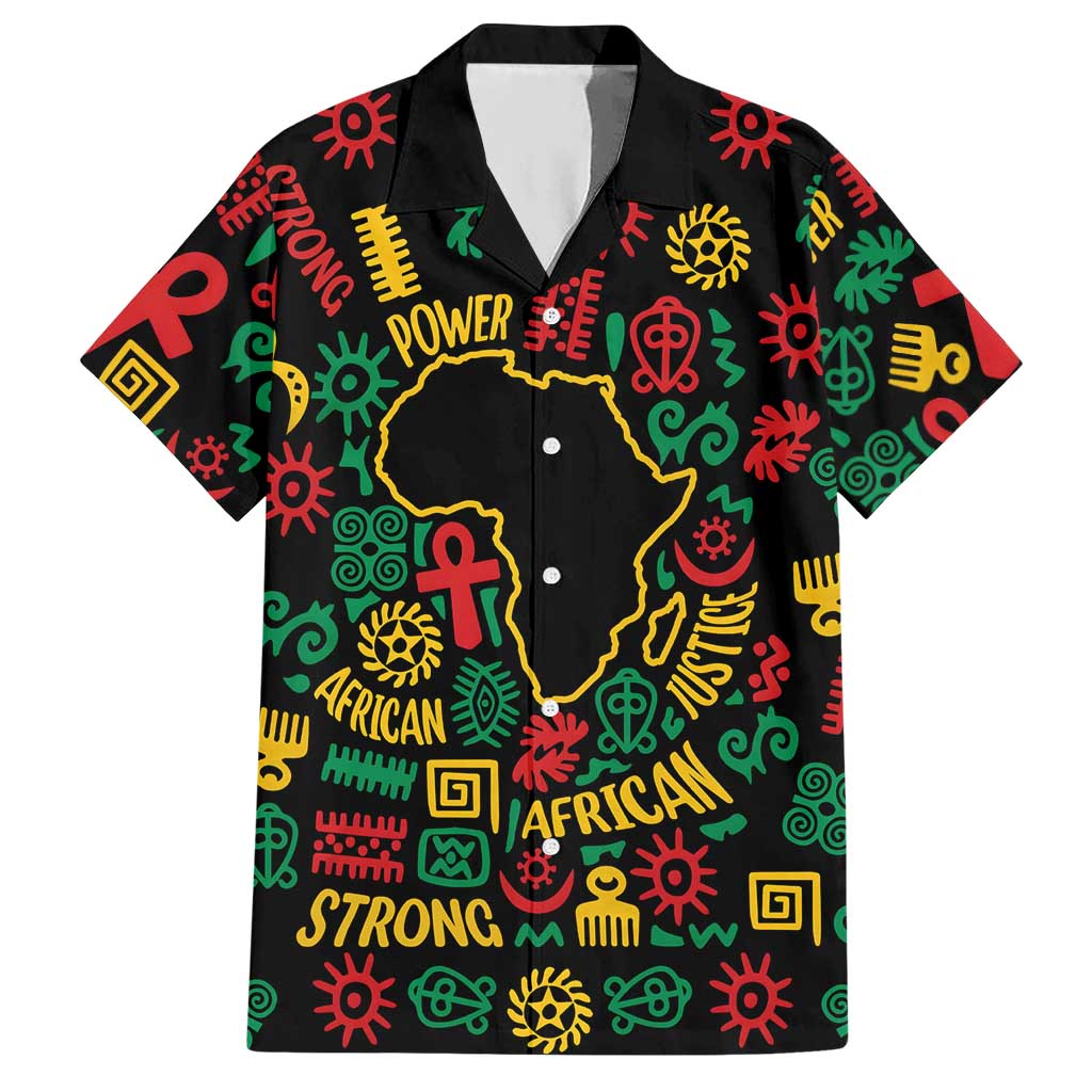 African Map Symbol Hawaiian Shirt with Red Yellow Green Tribal Symbols and Empowering Pattern - Wonder Print Shop