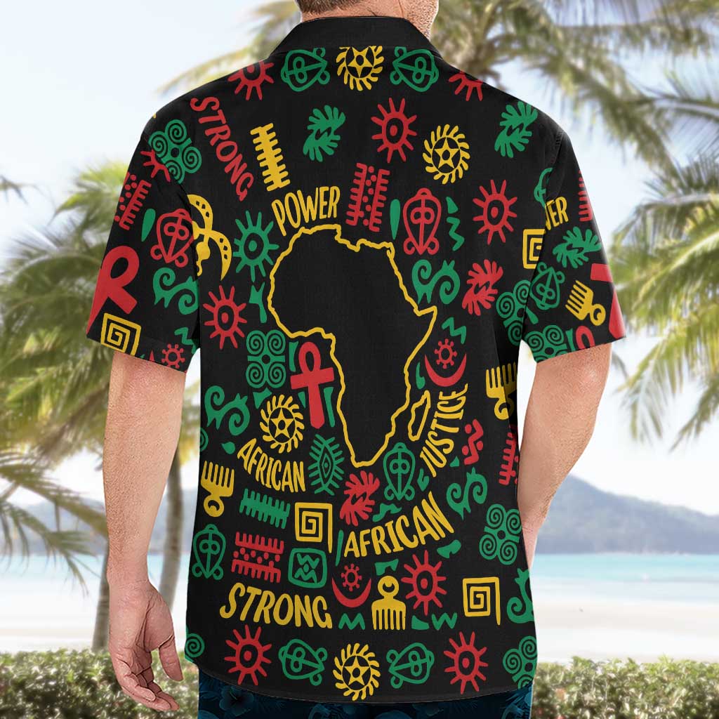 African Map Symbol Hawaiian Shirt with Red Yellow Green Tribal Symbols and Empowering Pattern - Wonder Print Shop