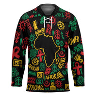 African Map Symbol Hockey Jersey with Red Yellow Green Tribal Symbols and Empowering Pattern - Wonder Print Shop