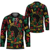 African Map Symbol Hockey Jersey with Red Yellow Green Tribal Symbols and Empowering Pattern - Wonder Print Shop