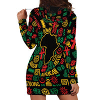 African Map Symbol Hoodie Dress with Red Yellow Green Tribal Symbols and Empowering Pattern - Wonder Print Shop