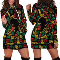 African Map Symbol Hoodie Dress with Red Yellow Green Tribal Symbols and Empowering Pattern - Wonder Print Shop