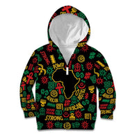 African Map Symbol Kid Hoodie with Red Yellow Green Tribal Symbols and Empowering Pattern - Wonder Print Shop