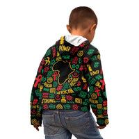 African Map Symbol Kid Hoodie with Red Yellow Green Tribal Symbols and Empowering Pattern - Wonder Print Shop