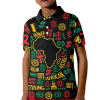 African Map Symbol Kid Polo Shirt with Red Yellow Green Tribal Symbols and Empowering Pattern - Wonder Print Shop