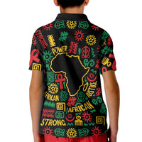 African Map Symbol Kid Polo Shirt with Red Yellow Green Tribal Symbols and Empowering Pattern - Wonder Print Shop