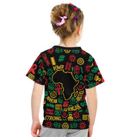 African Map Symbol Kid T Shirt with Red Yellow Green Tribal Symbols and Empowering Pattern - Wonder Print Shop