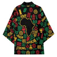 African Map Symbol Kimono with Red Yellow Green Tribal Symbols and Empowering Pattern - Wonder Print Shop