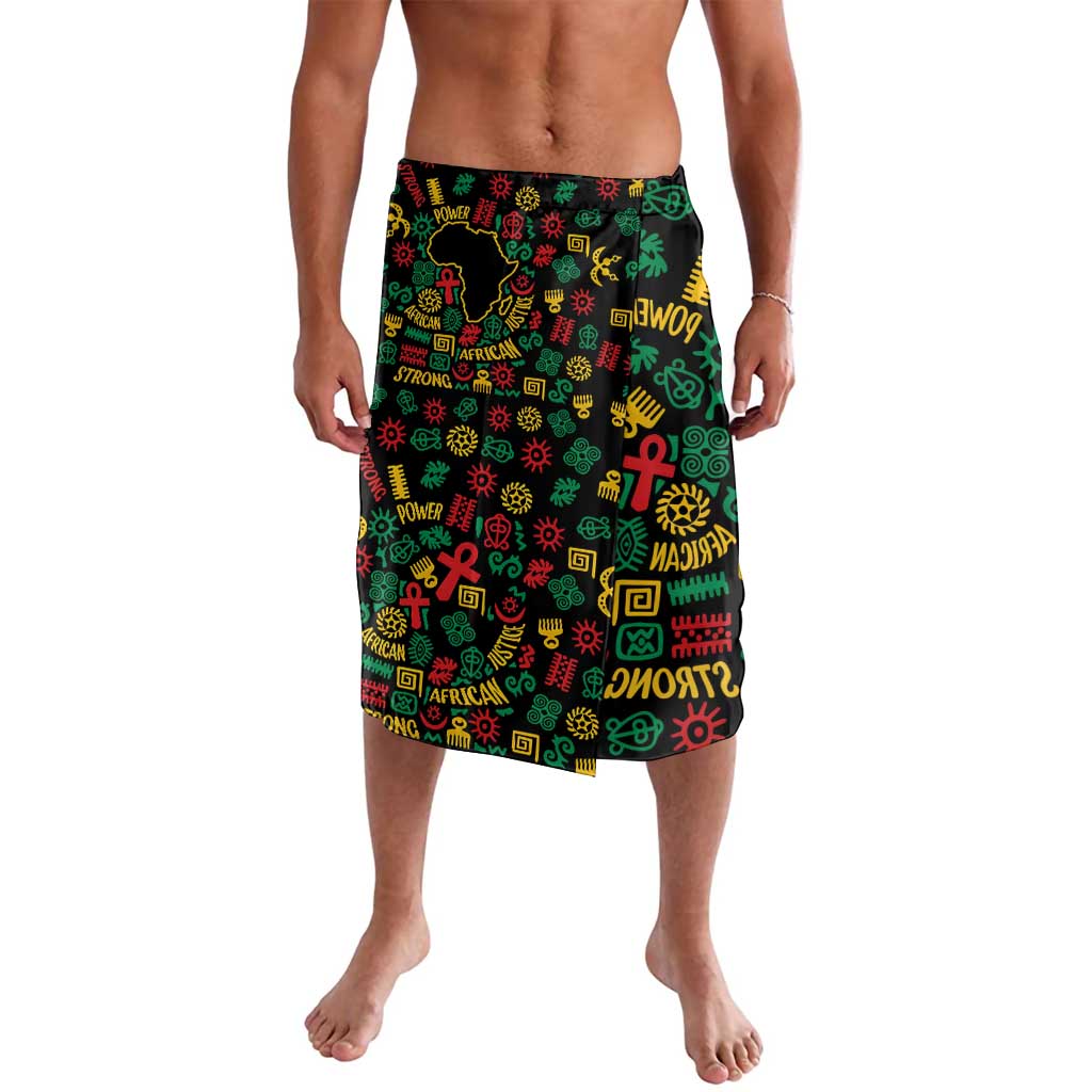 African Map Symbol Lavalava with Red Yellow Green Tribal Symbols and Empowering Pattern - Wonder Print Shop