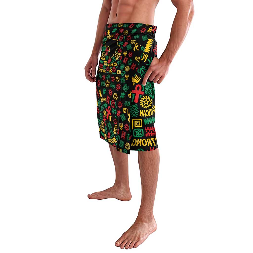 African Map Symbol Lavalava with Red Yellow Green Tribal Symbols and Empowering Pattern - Wonder Print Shop
